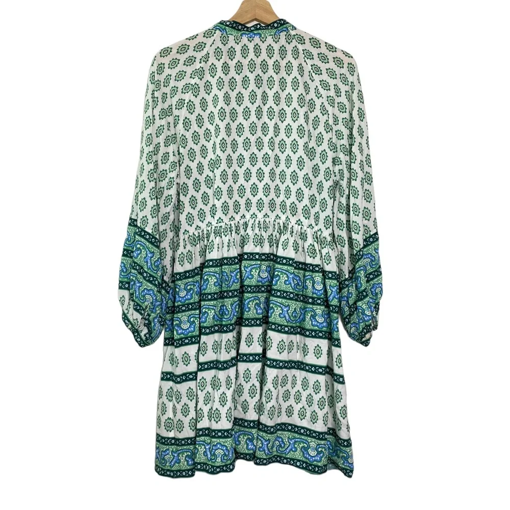 Sandro Paris Green Naima Mix Print Mini Dress Long Sleeve - Picture 3 of 8